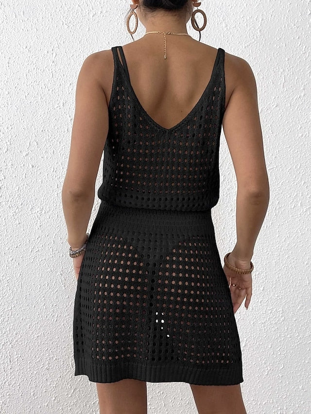 Women's Cover Up Swimsuit Dress Knitted Vacation Beach Wear