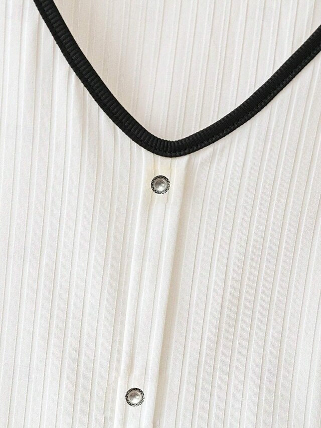 Women's Summer Tops Blouse Patchwork Buttons Color Block