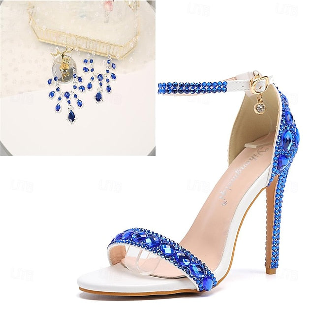 Matching Stiletto Green Ankle Heels Rhinestone Women's with