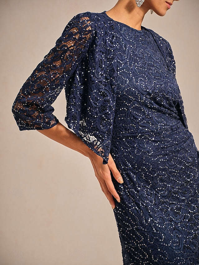 Women's Lace Shirt Sequins Lace Elegant 3/4 Length Sleeve V