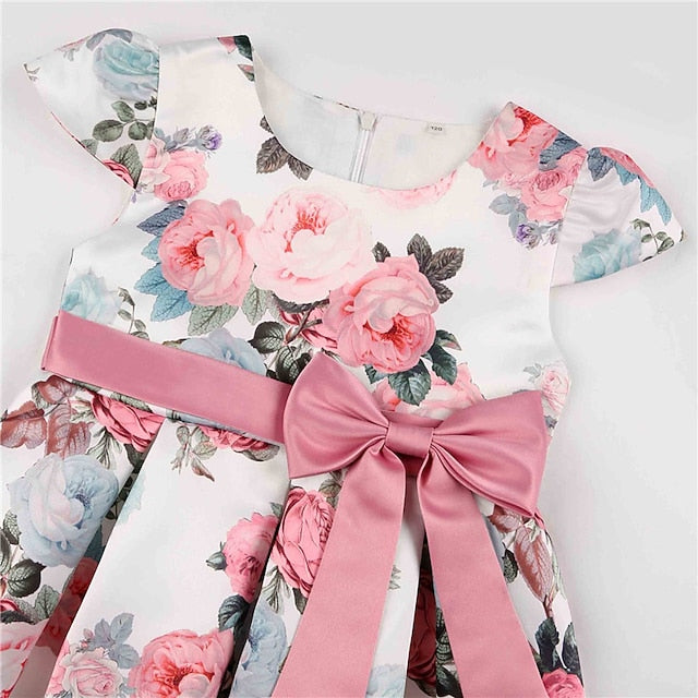 Short Flower Kids Floral Party Sleeve Dress Girls'