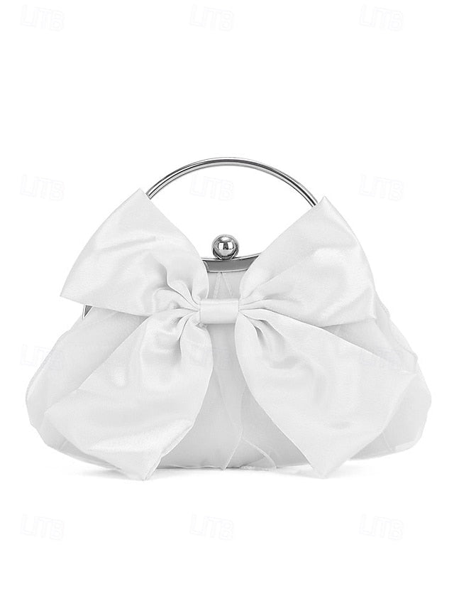 Evening Elegant Bow Women's Pearl – Clutch Bag Satin