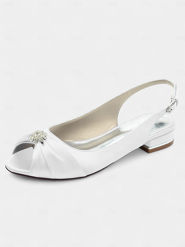 Wedding with Crystal Slingback Women's Satin Heels