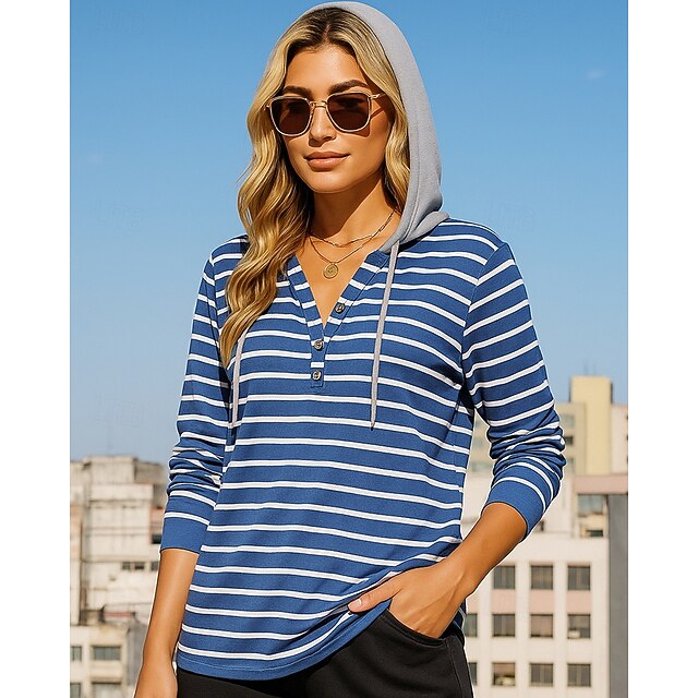 Women's Pullover Sweatshirt Casual Tops Drawstring Long