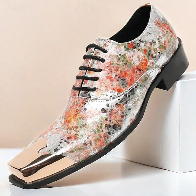 Floral Shoes Patent Printed Leather – Men's Oxford