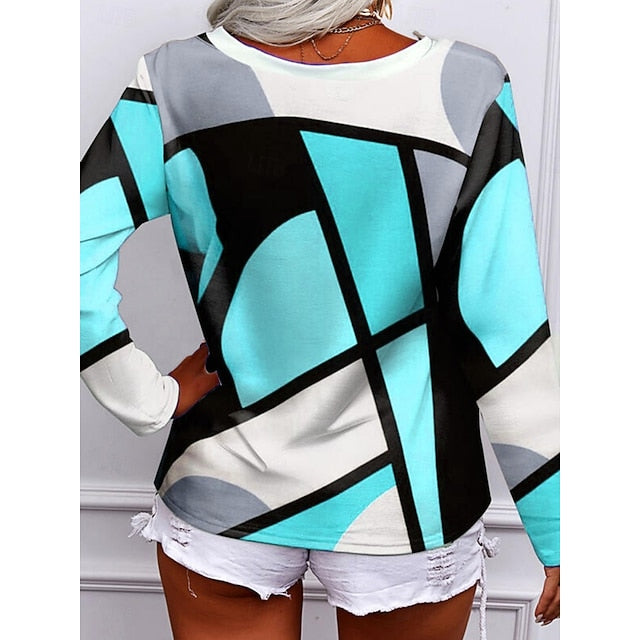 Women's Blouse Hollow Out Print Geometric Stylish Modern