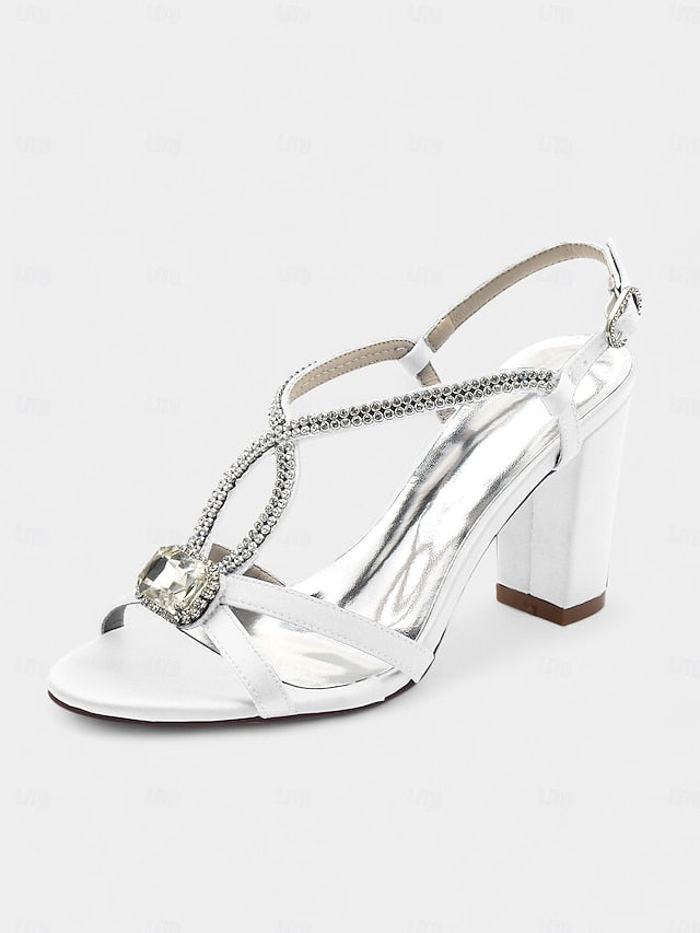 Sandals Elegant – Satin Rhinestone Royal Women's Blue