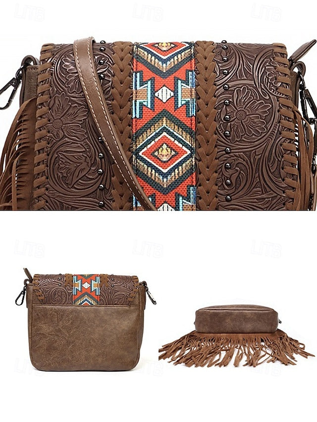 Kunstleder Damen Schultertasche mit mehreren Taschen - Umhängetasche