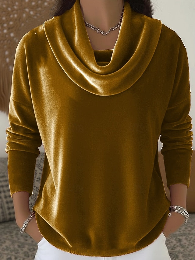 New Year Women's Velvet Elegant Cowl Neck Evening Party