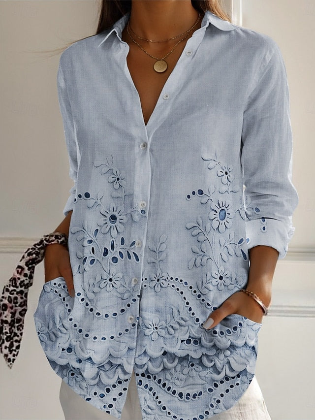 Women's Shirt Buttons Print Floral Active Daily Stylish