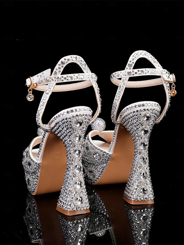 Glamorous Women's with Sandals Platform Crystal-Embellished