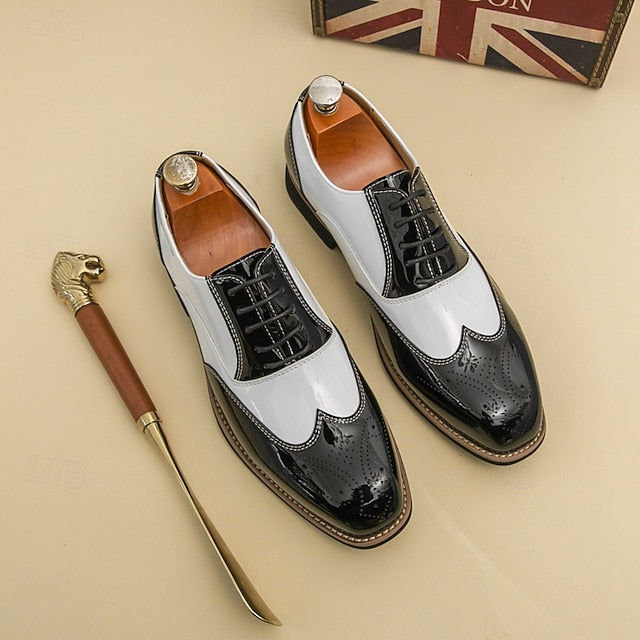 and with Shoes Oxford Men's Gold Leather Black Patent
