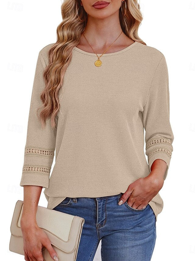 Women's Blouse Lace Patchwork Solid Color Stylish Casual