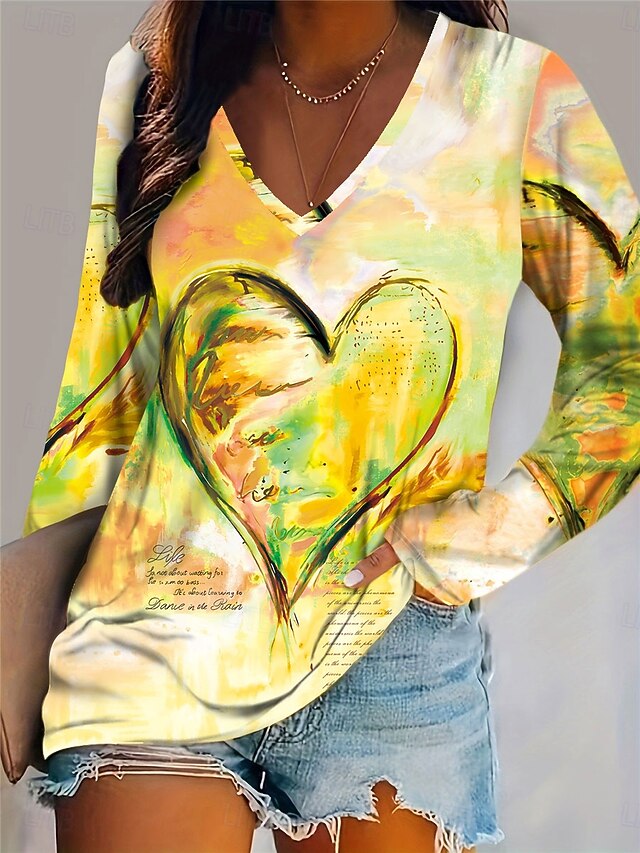 Women's T shirt Long Sleeve V Neck Long Sleeve Tunic Casual