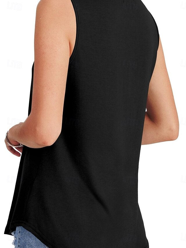 Women's Blouse Print Plain Active Casual Sleeveless Crew