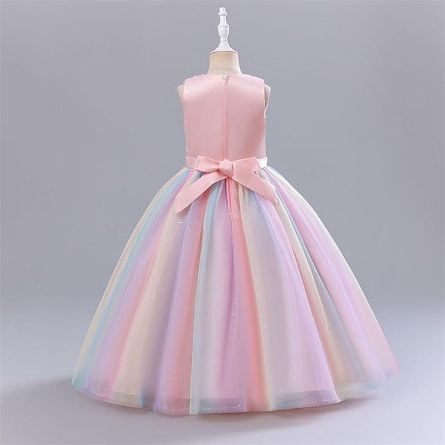 Party Dress Girl Flower Color Solid Girls' Kids