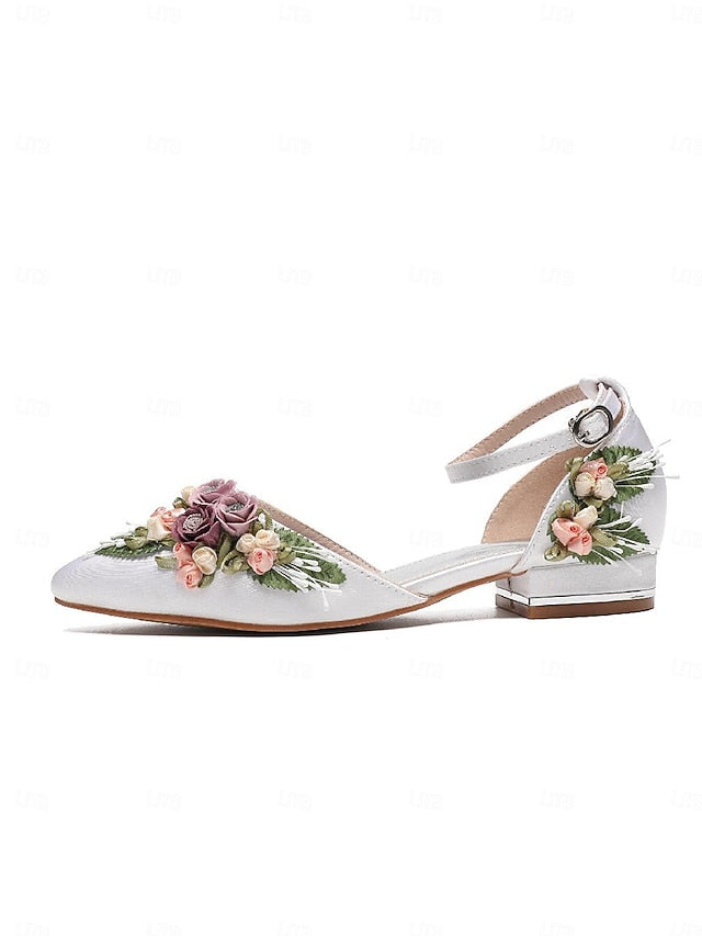 Flat – with Matching White Clutch Shoes Embroidered Floral