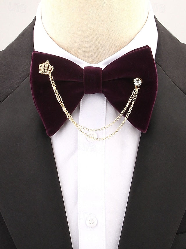Detail Bow Chain Men's – Tie and Velvet with Crown