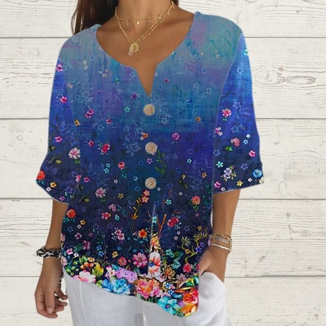 Women's Shirt Summer Tops Print Floral Graphic Classic