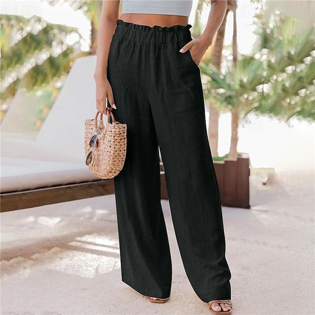 Women's Wide Leg Pants Trousers Casual Daily Long Plain