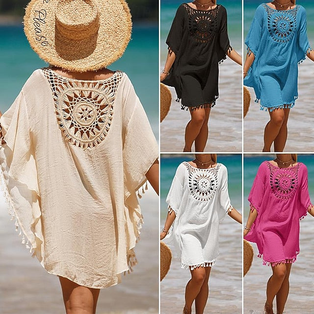 Women's Swimwear Cover Up Swim Dress Swimsuit Crochet