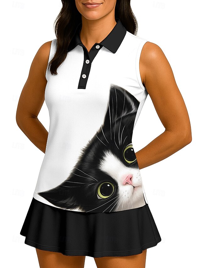 Women's Unisex Animal Cat Sport Shirt Golf Polo Shirt Tank
