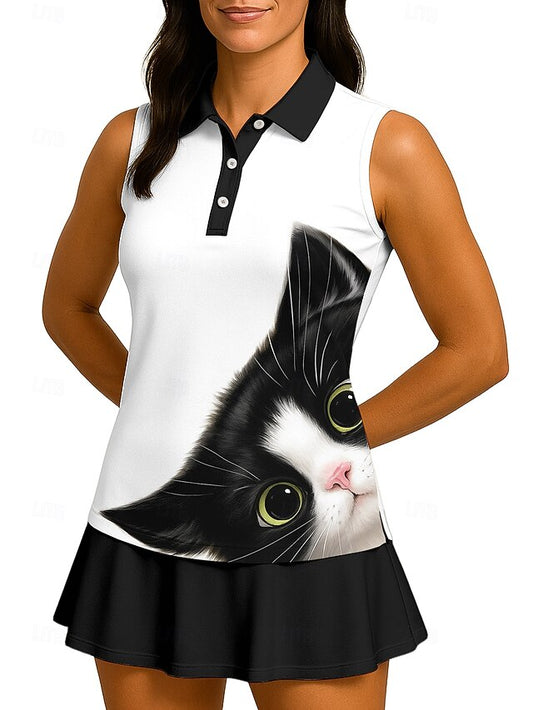Women's Unisex Animal Cat Sport Shirt Golf Polo Shirt Tank
