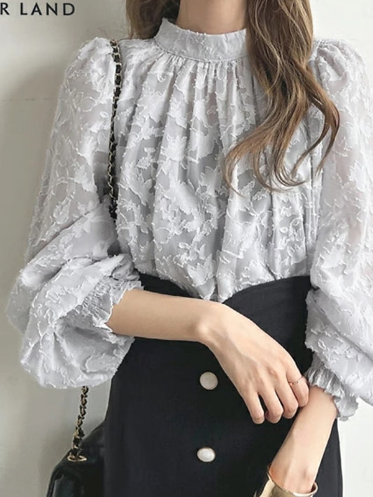 Women's Shirt Blouse Chiffon Tops Ruched Lace Floral Active