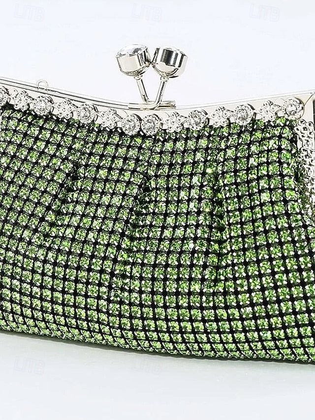 Vintage Sage Clutch Purse – Rhinestone Women's Green