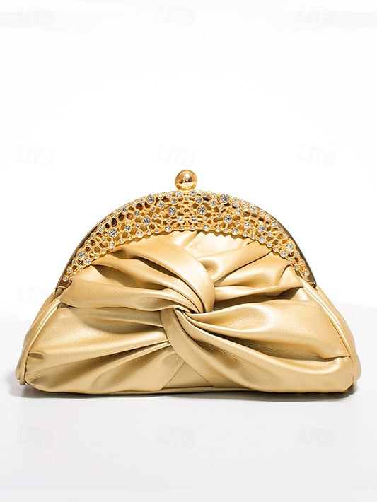 Leather Clutch Evening Rhinestone – Bag Faux Women's