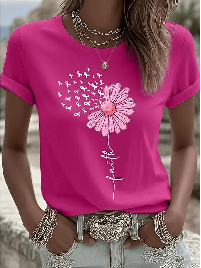 Women's T Shirt Print Floral Graphic Vintage Stylish