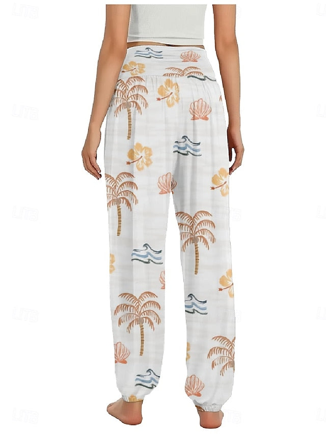 Women's Faux Cotton Linen Wide Leg Pants Trousers Ethnic