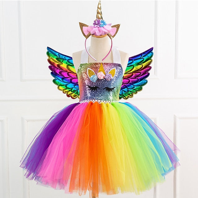Unicorn Headband Movie Girls' Wings Cosplay Dress Dance