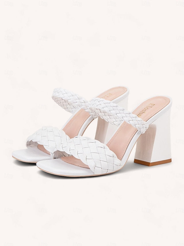 Party Heeled Mules Sandals Braided Women's Wedding Vacation