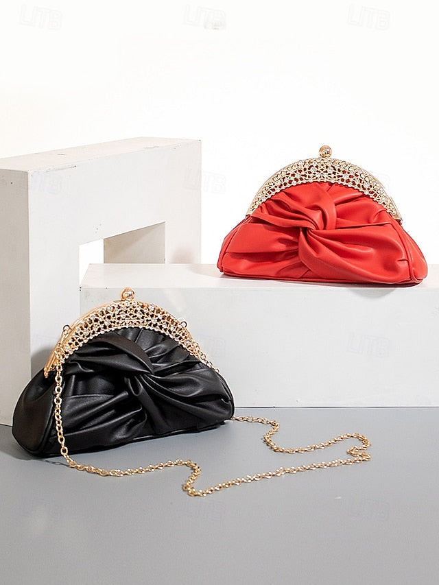 Leather Clutch Evening Rhinestone – Bag Faux Women's