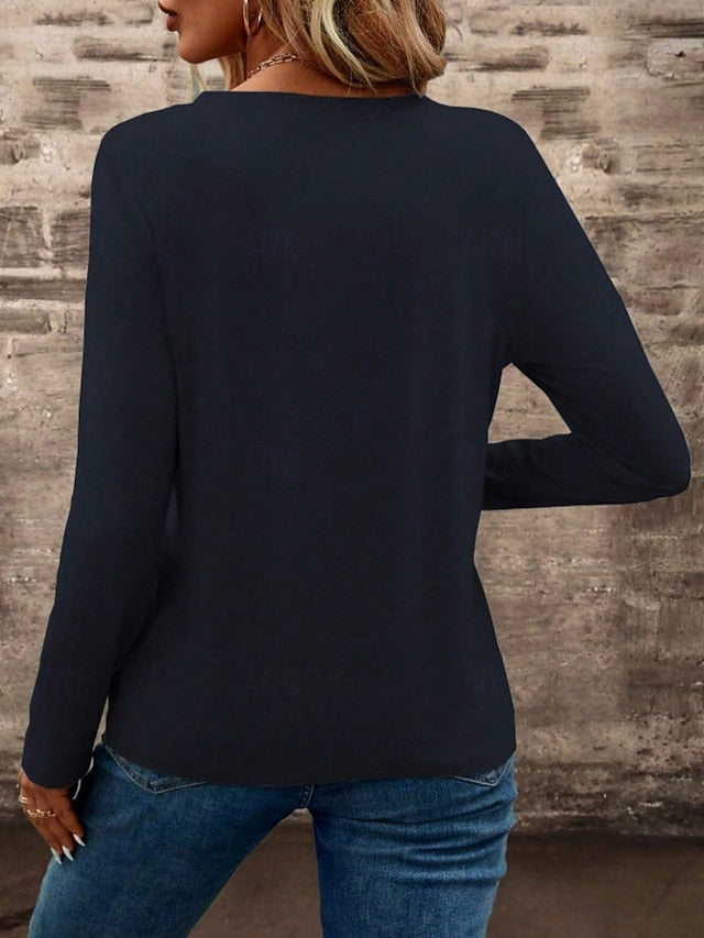 Women's T Shirt Tee Top Solid Color Fashion Classic Casual