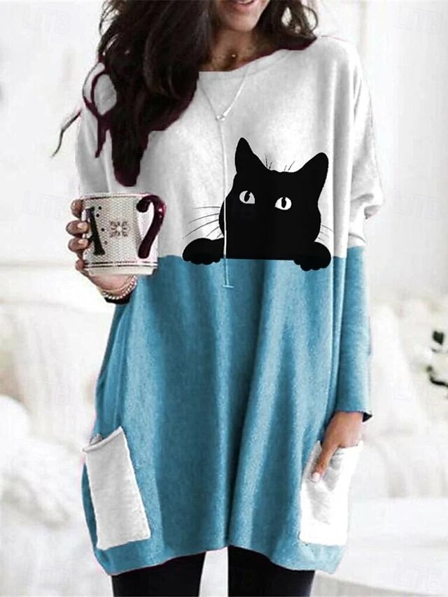 Women's T Shirt Pocket Print Graphic Animal Vintage Fashion