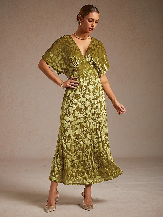 Women's Velvet Midi Dress Sheath Dress Elegant Party Party