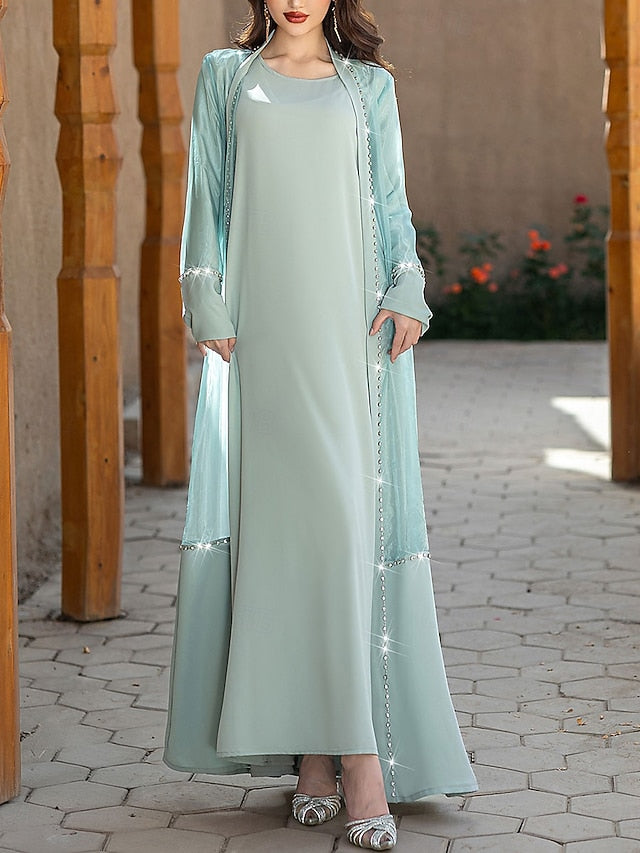 A-Line Mother of the Bride Dress Elegant Vintage Crew Neck Floor