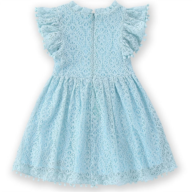 Solid Color Sleeve Girls' Short Party Dress Kids