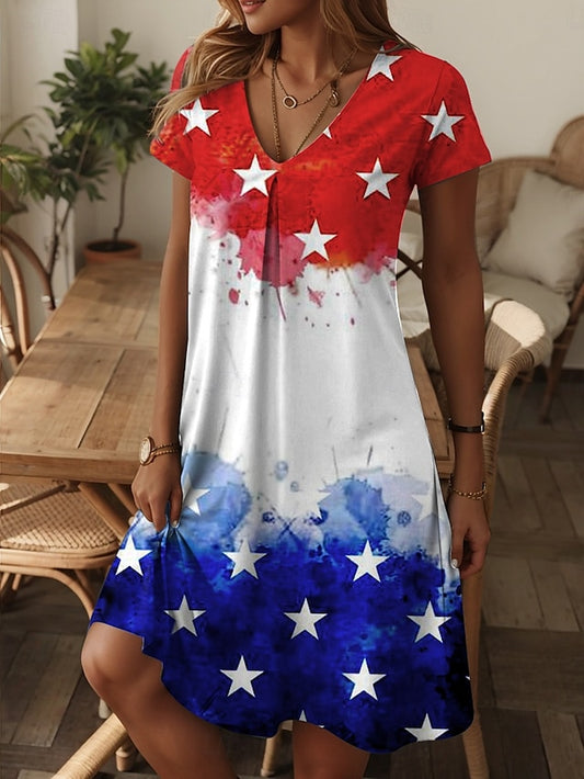 Women's Patriot Veteran Patriotic  Dress Mini Dress T Shirt