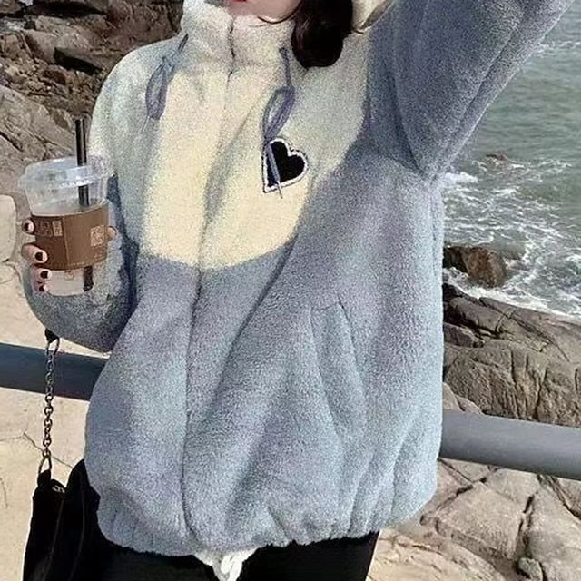 Women's Fuzzy Fleece Jacket Winter Coat with Pockets Long