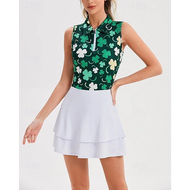 Women's Clover Tennis Shirt Sleeveless Print UPF50+ Quick