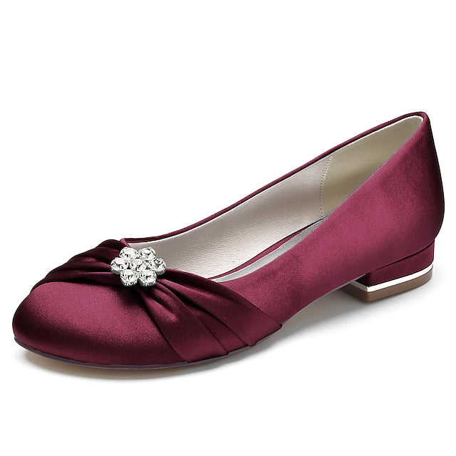 with Satin Wedding Light Women's Rhinestone Flats Blue