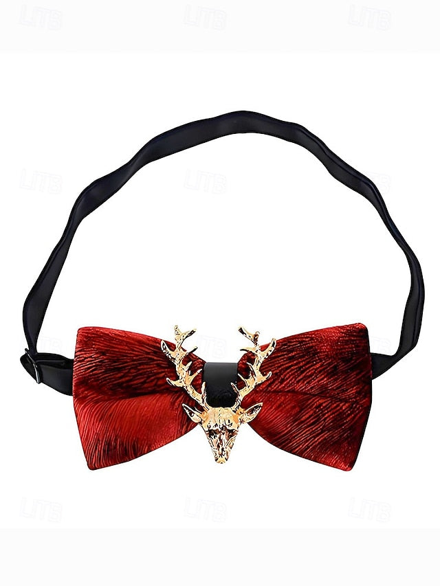 Men's Tie Bow Gold Deer Head with Pin Velvet