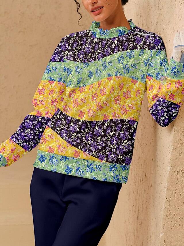 Women's Golf Pullover Sweatshirt Yellow Long Sleeve Top