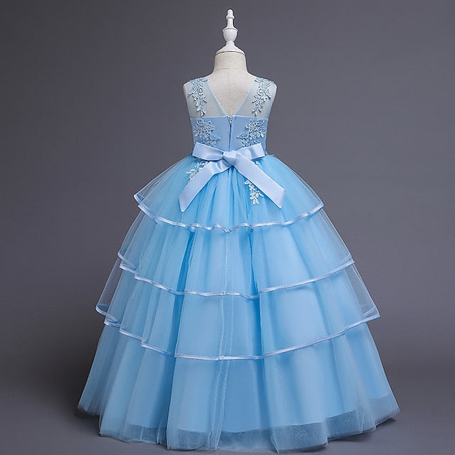 Sleeveless Party Dress Color Girls' Kids Solid