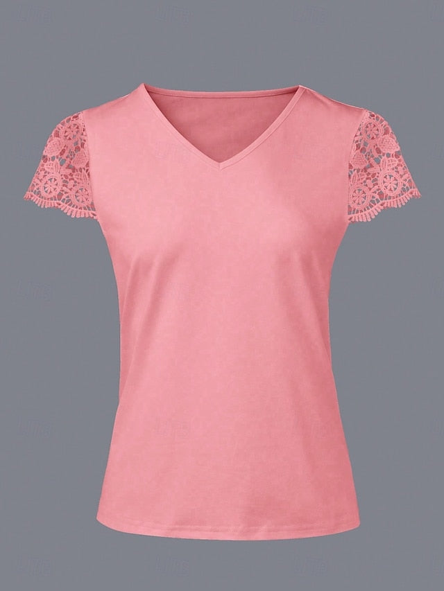 Women's Shirt Blouse Lace Tops Lace Plain Vintage Stylish
