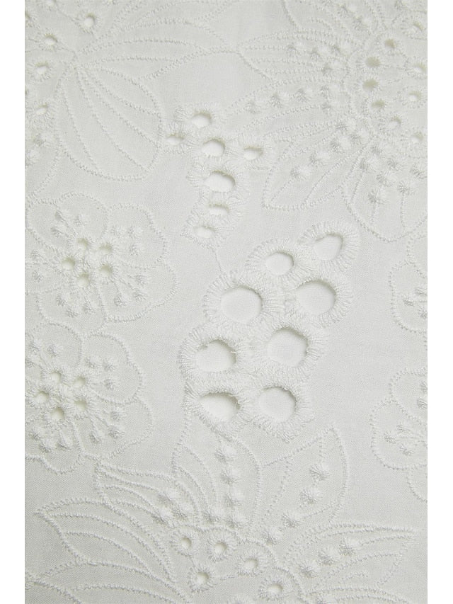 Women's Shirt Blouse Dressy Tops Embroidered Eyelet Solid