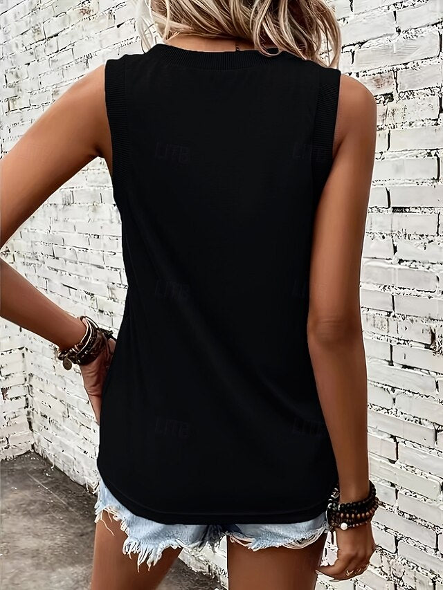 Women's Tank Top Sleeveless Shirt Tee Top Solid Color